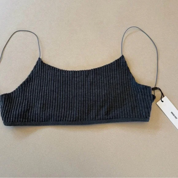 Joah Brown Ribbed Charcoal Crop Bralette - Picture 4 of 4